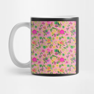 Tropical Flowers on Pink Background Mug